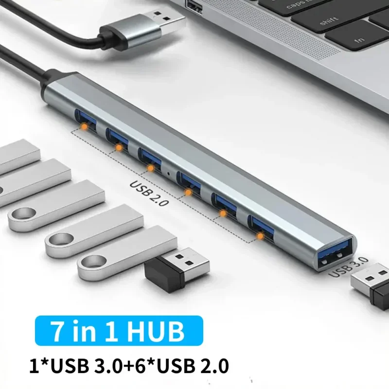 

Docking Station Usb Hub 3.0 7 In 1 Usb Splitter Power Adapter 7 Port Multiple Expander 2.0 Otg