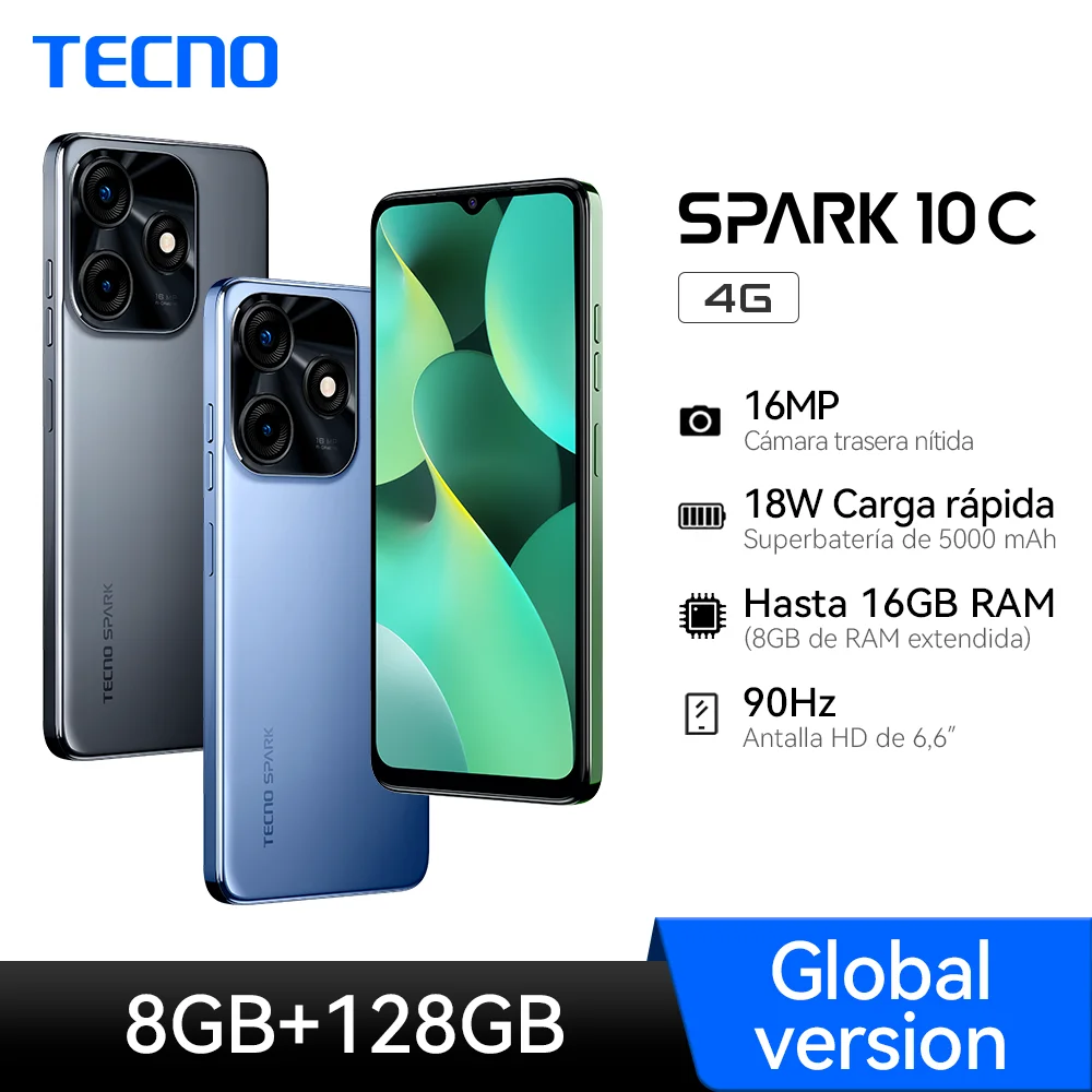 TECNO Spark 10C SmartPhone 6.6'' HD+ 90Hz Refresh Rate 16MP Camera 5000maH 18W Fast Charge