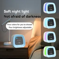 Kids Sleep Trainer Alarm Clock 4-Color Night Light And Sleep Sound Machine Blue Pink for Toddlers And Children