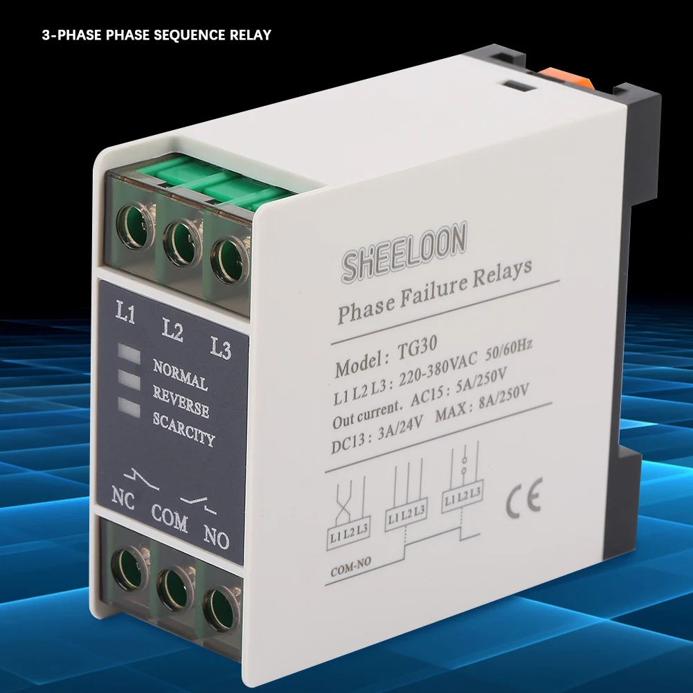 Phase Failure Relay Phase Sequence  Relay TG30 3-Phase Phase Sequence Relay Phase Failure Loss  220-380VAC