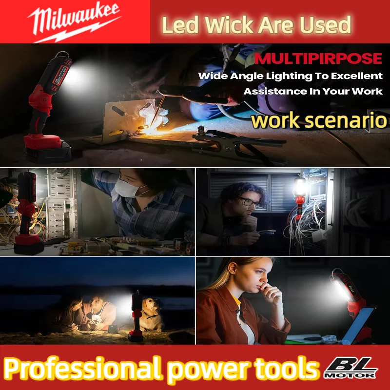 Milwaukee LED Work Light Super Bright 90 DegreeClip on Light Lithium M18 Flood Light Outdoor Lighting Camping Battery 20V