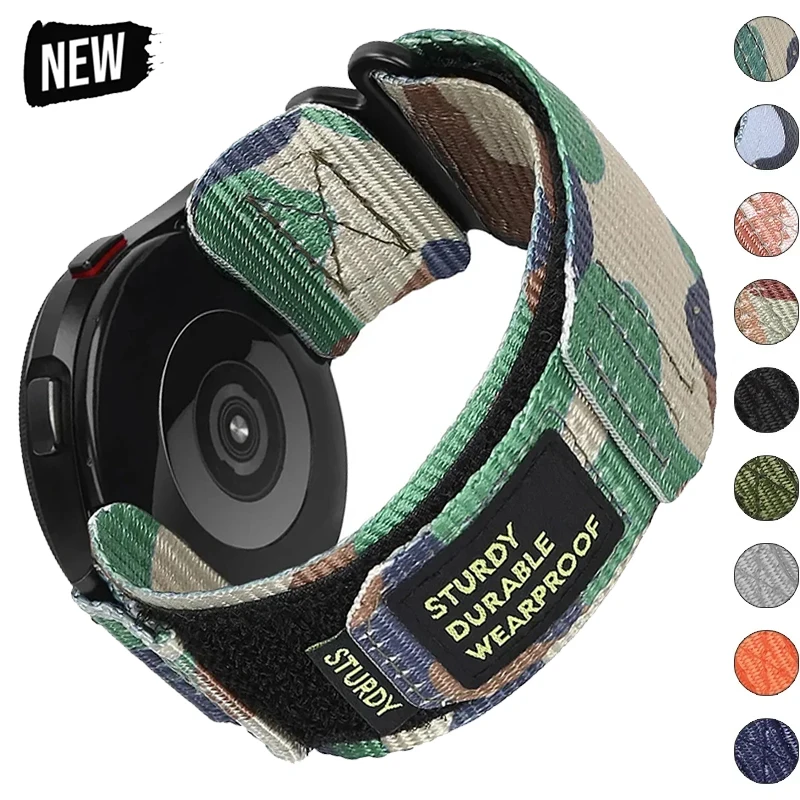 

Камуфляжный нейлоновый ремешок 22 мм 20 мм для Samsung Galaxy Watch 6 5 4 40 44 мм 6 Classic 43 47 мм ремешок для Huawei Watch GT4 3 4Pro Band