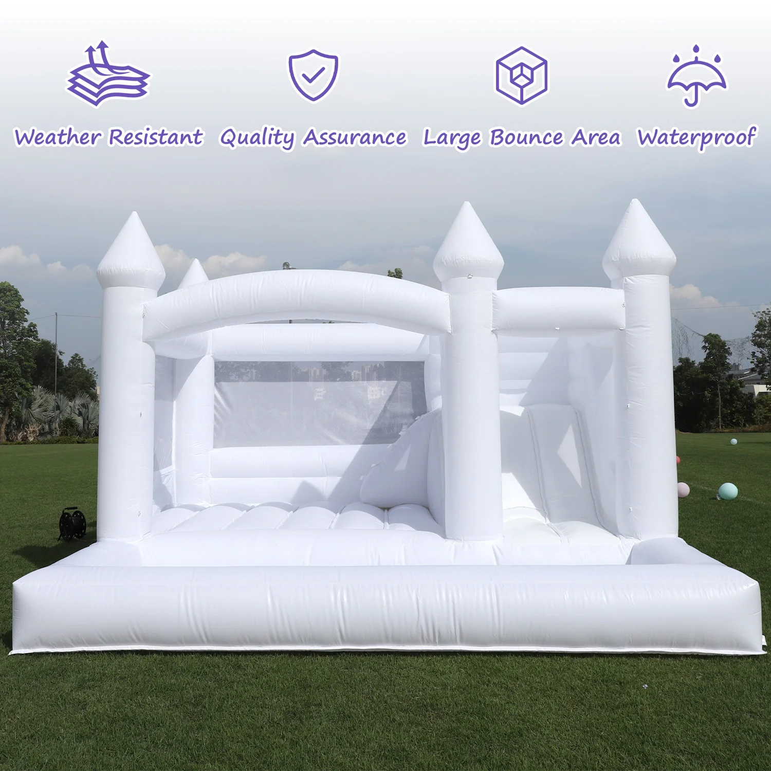 Inflatable PVC White Jumping Wedding Castle Bubble Air bounce Commerical Silde Climbing Wall Children's Park Ball Inflatable