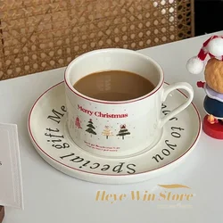 Christmas Ceramic Tea Cup and Saucer Set, Coffee Mugs, Christmas Tree, Socialite Cafe, Afternoon Tea Tableware, Ins Fashion