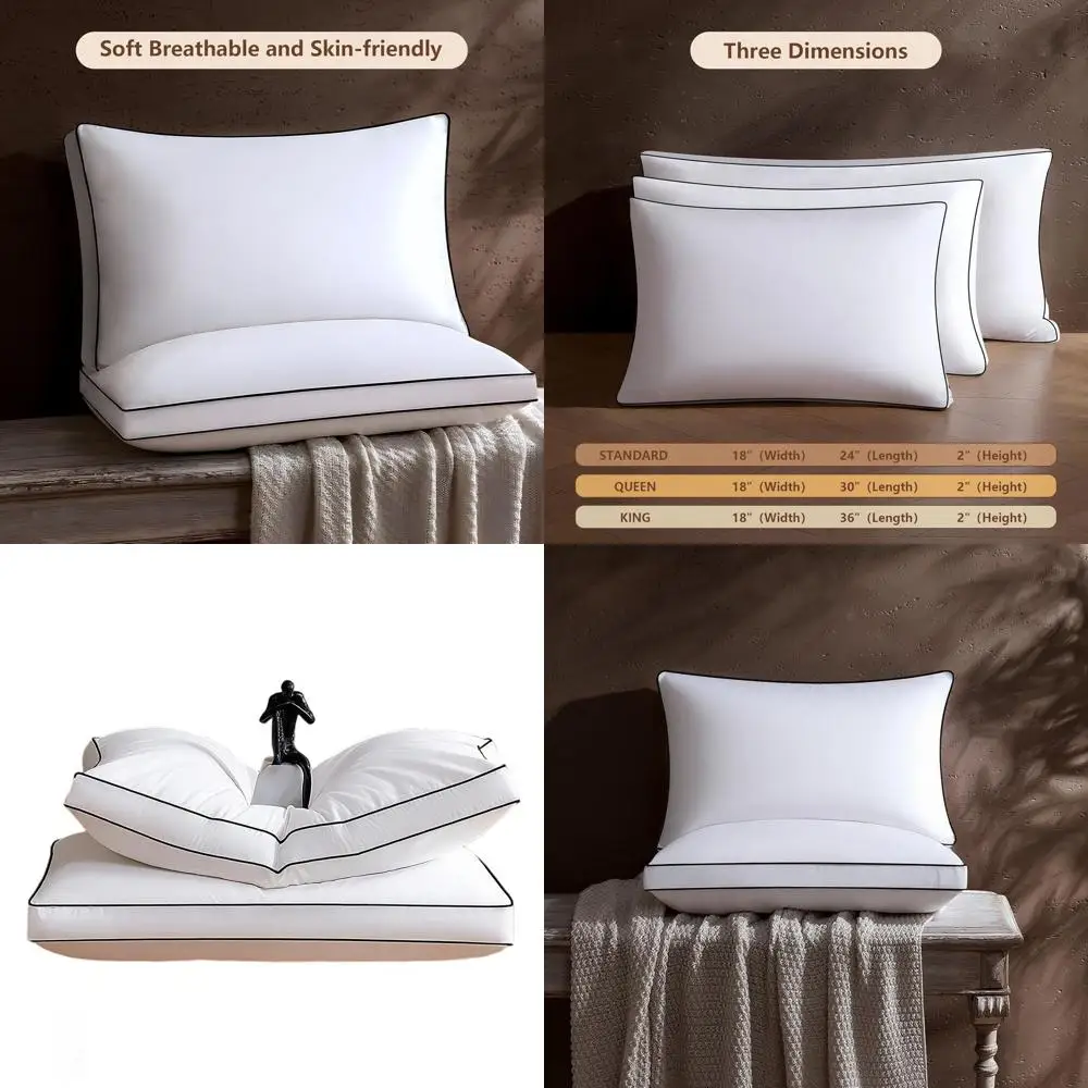 

Набор подушек King Size с перьями на пуху, 2 шт., плюшевые и средние прочные для боковых, спин, живота, 20x36 дюймов