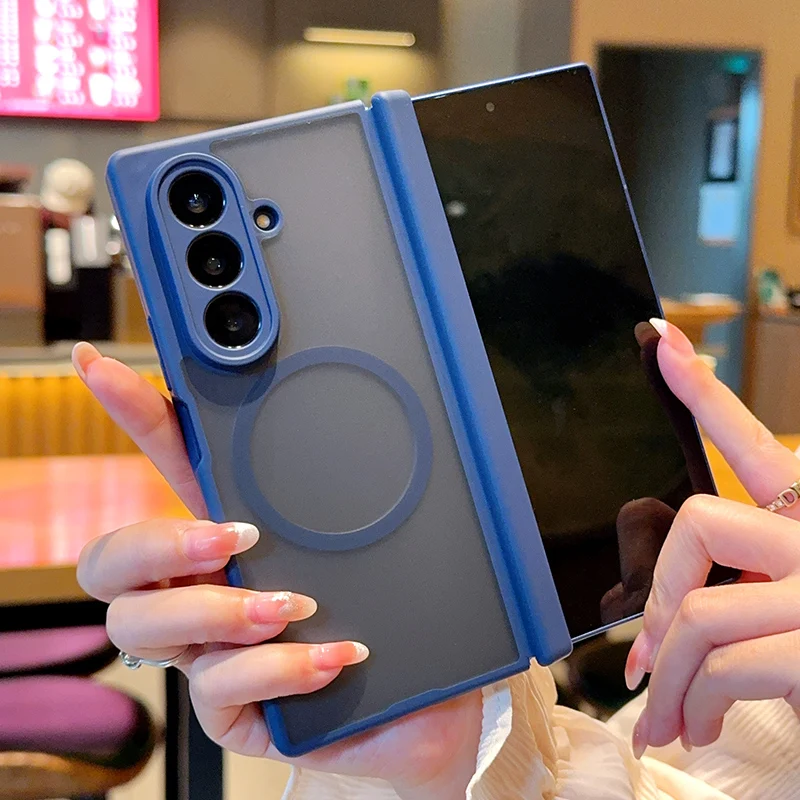 Luxuriöse matte Hülle mit magnetischem Scharnier für Magsafe, faltbar, für Samsung Galaxy Z Fold 7 8Ultra, kabelloses Laden, stoßfeste, transparente Abdeckung – Detail 12