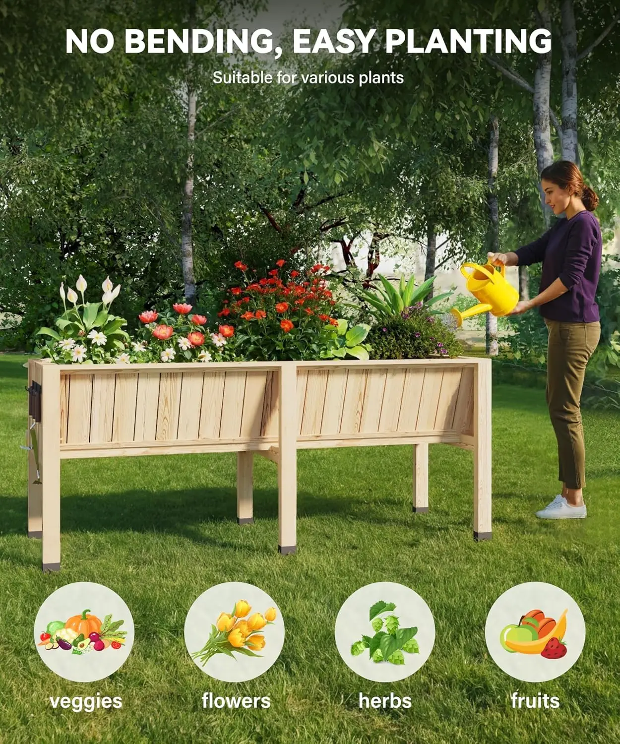 Wooden Raised Garden Bed with Legs - 13.7
