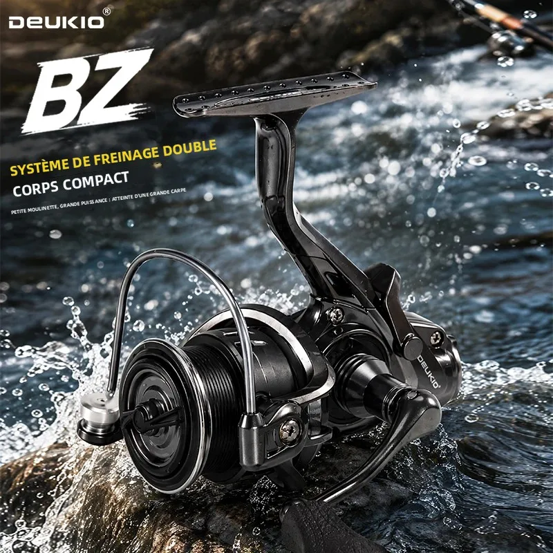 DEUKIO Mini Moulinet de Pêche à Double Frein pour Carpe, Feeder et Pêche sur Glace, 5+1BB, Rapport de Transmission 5.1:1, Eau Douce