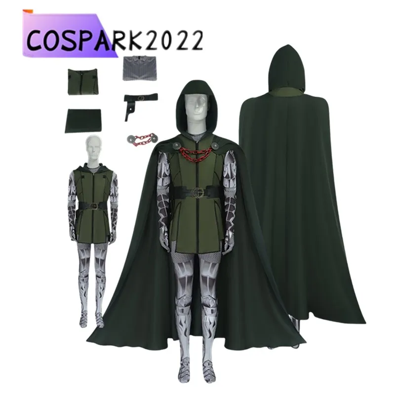 

Victor Hooded Cloak Fantastic Adult Men Doctor Cosplay Doom Jumpsuit Costume Outfits Halloween Disguise Carnival Party Suit