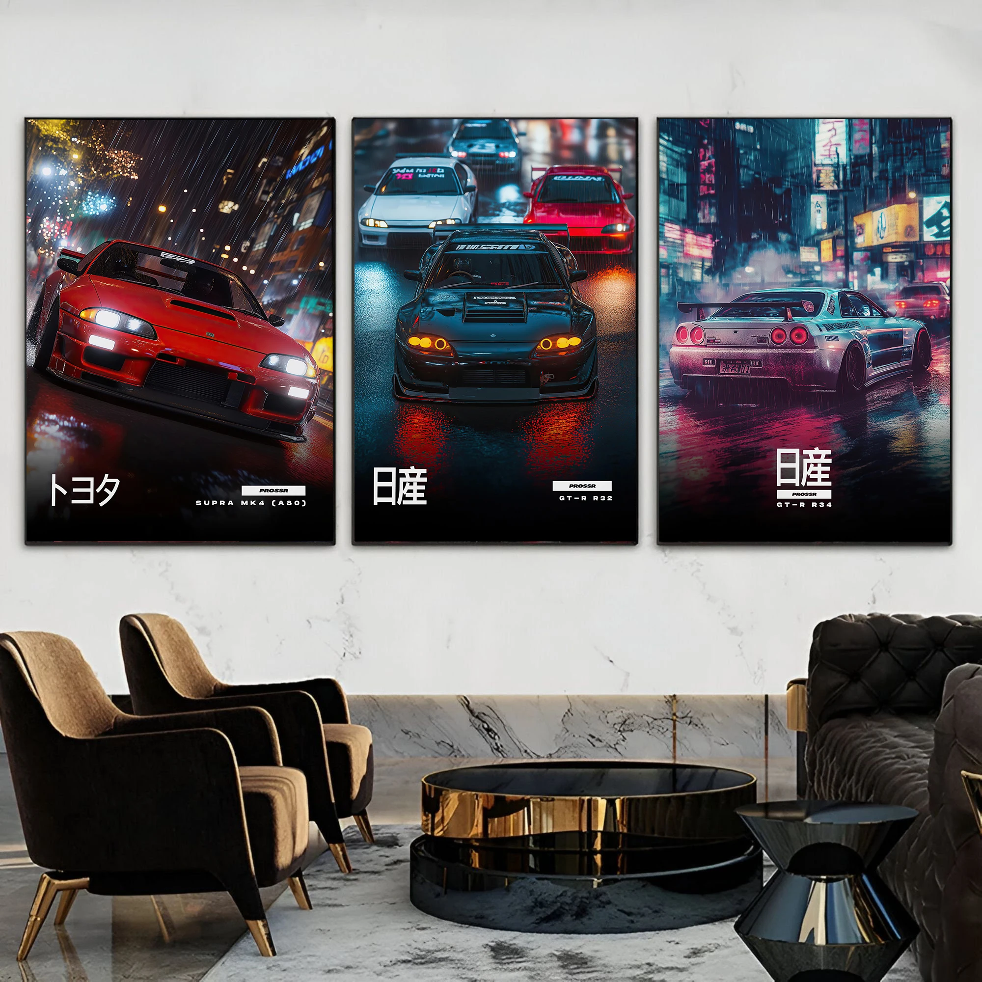 Japanese Street Retro Racing Sports Car Art Printing Cool Wall Art Canvas Painting Nordic Poster Home Living Room Decor