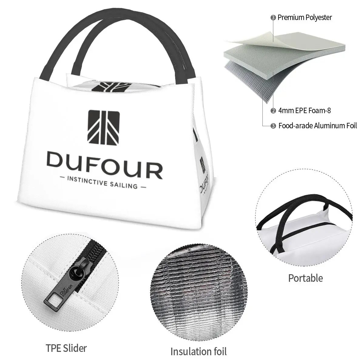 Dufour Yacht Lunch Bags Insulated Bento Box Resuable Lunch Tote Picnic Bags Cooler Thermal Bag for Woman Children Work