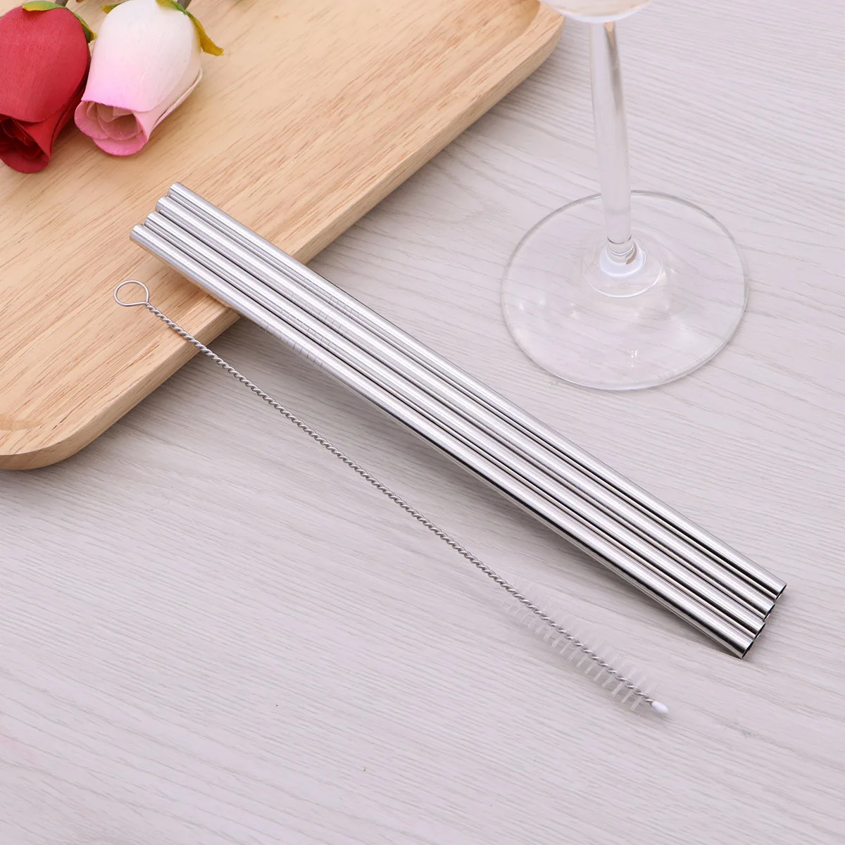 

4Pcs Reusable Stainless Steel Snowman Cup Straws Straight for 20oz Tumblers Dishwasher Safe Cleaning Brush Reusable Straws