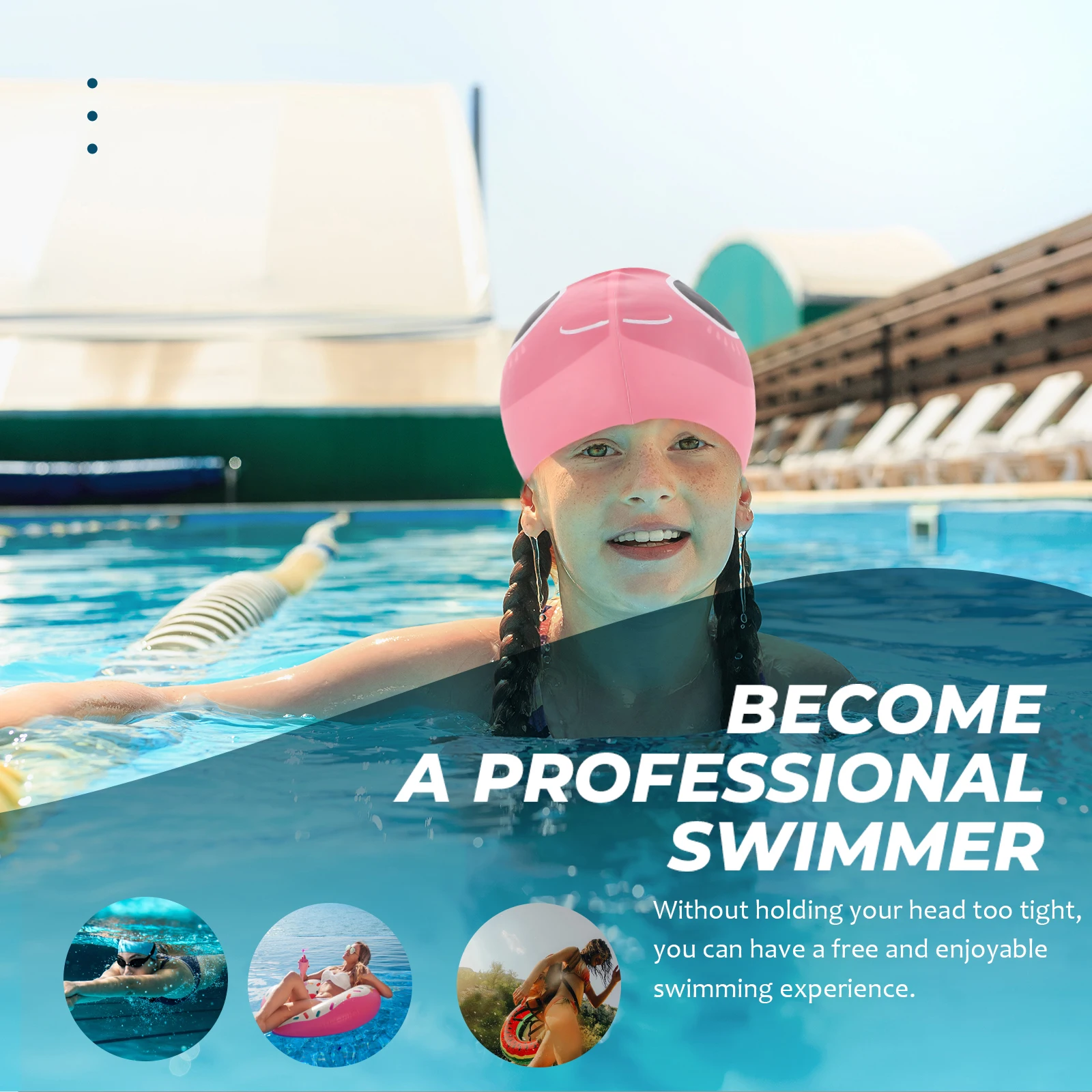 

Silicone Swim Cap Cartoon Swimming Hat Extended Brim Lightweight Comfortable Swim Caps Swimming Hat Cartoon Swimcap