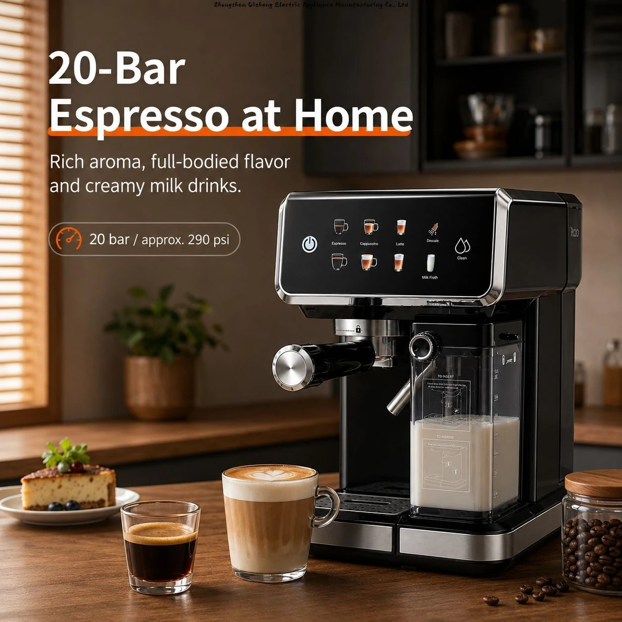Household Italian coffee machine Milk foam 20bar high pressure extraction capsule coffee machine