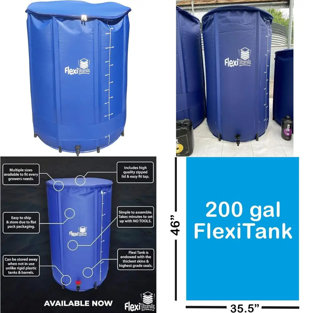 휴대용 원예 및 식물 보관용 접이식 물탱크 - 200L 용량