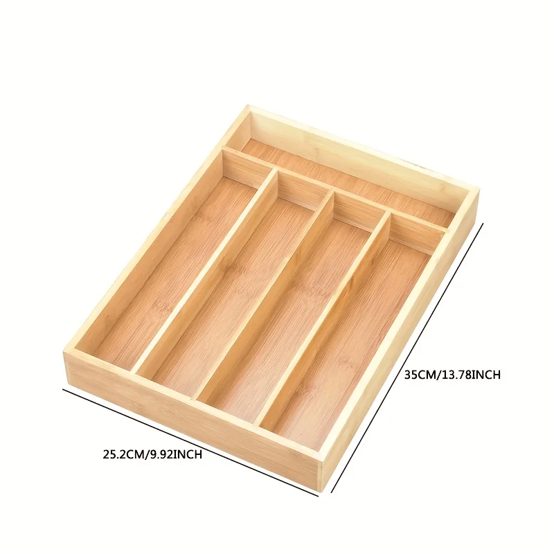 Bamboo Kitchen Drawer Organizer, Silverware Utensil Holder for Samll Drawer, Silverware Organizer for Cutlery Knives - view 3