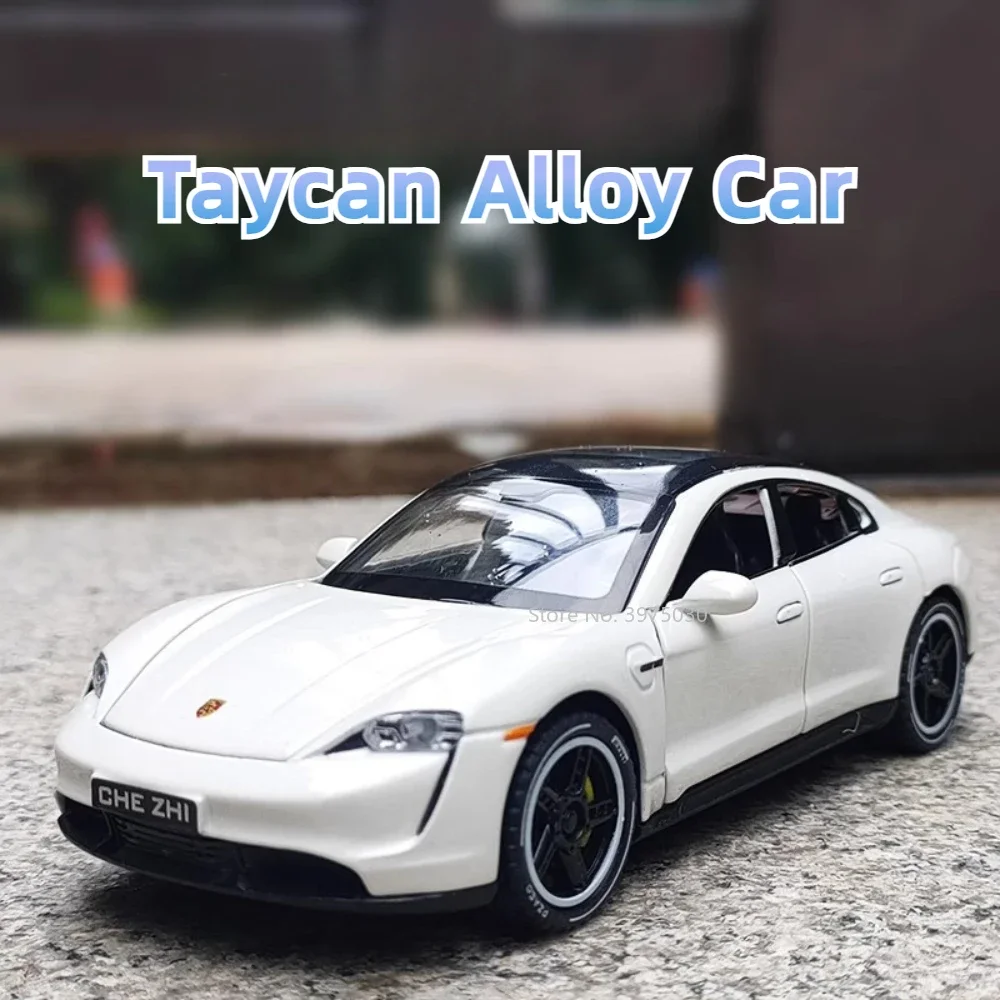 

1/32 Taycan Zinc Alloy Diecast Car Model Toy High Simulation Vehicle with Sound Light Rubber Tire Collection Scale Model for Boy