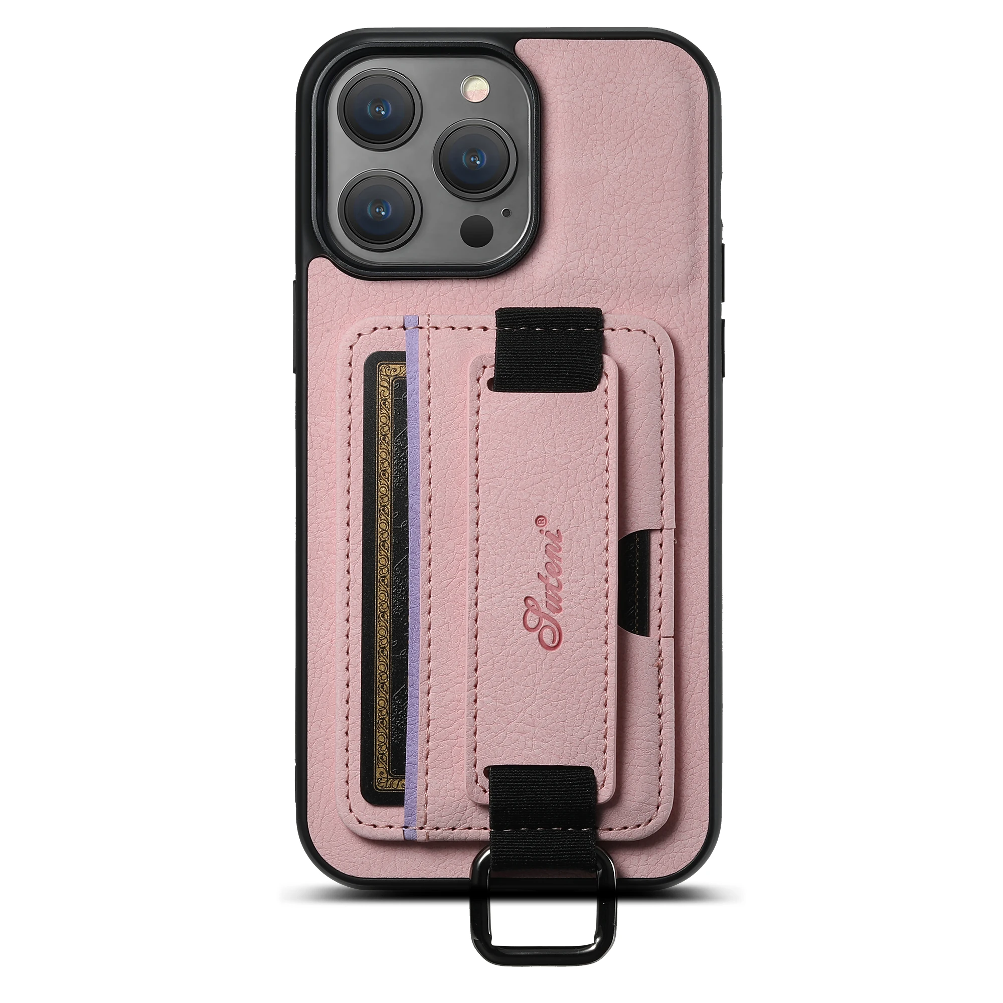 SUTENI Lychee-Haut-Print Handgelenkband Karten-Handyhülle Kartenhalter für iPhone 17 Pro Max 16 Plus 15 14 13 12 11 XR XS – Detail 27