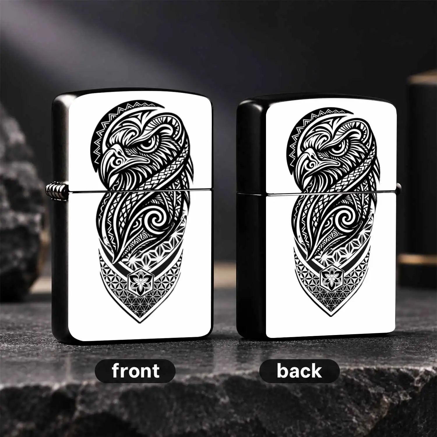 Tribal Polynesian Totem Pattern Lighter, Retro Geometric Flower Of Life Decor, Portable Stylish Ignition Tool For Outdoor Camping, Daily Use, Holiday Gifting, Party Ambience Creating, Universal Multi-Scene Practical Accessory A Humorous And