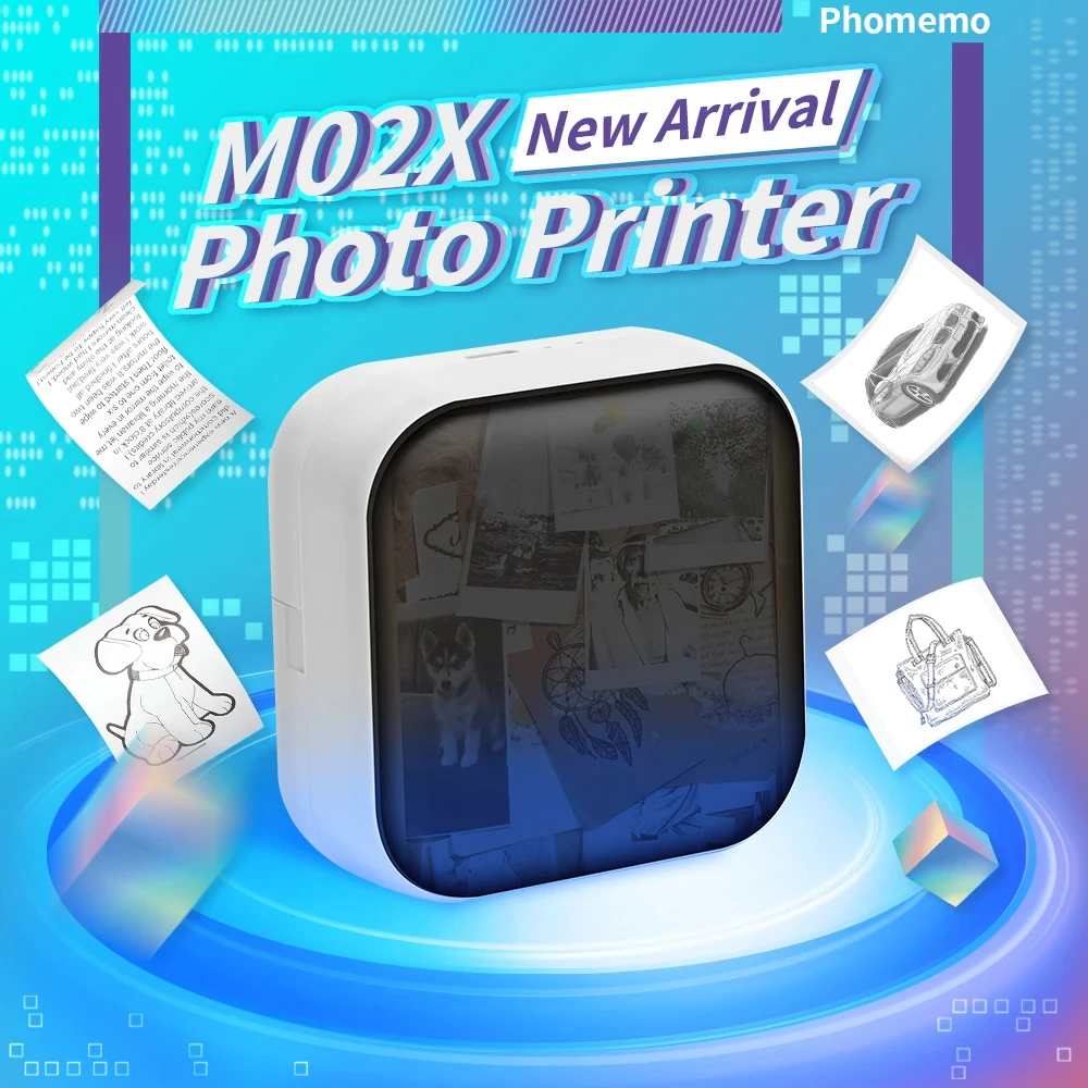 Phomemo M02X Portable Mirro Design Mini Thermal Label Printer 57mm Printing Wireless Bluetooth Mobile Printer Pocket Impresora