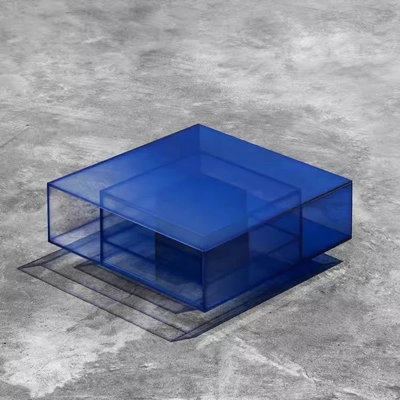 Acrylic Blue Transparent Coffee Tables Nordic Originality Design Living Room Coffee Tables Polygon Art Furniture Salontafel FYCT