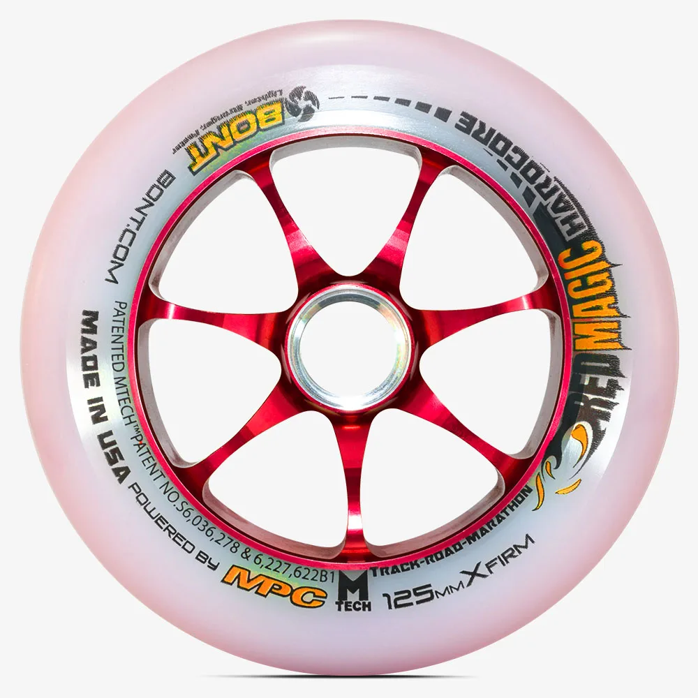 100% Original BONT Red Magic Wheel 125MM XFIRM MPC FIRM Hardcore 2.0 Inline Skate Wheels Speed Skating Wheels 6 Pieces Tires