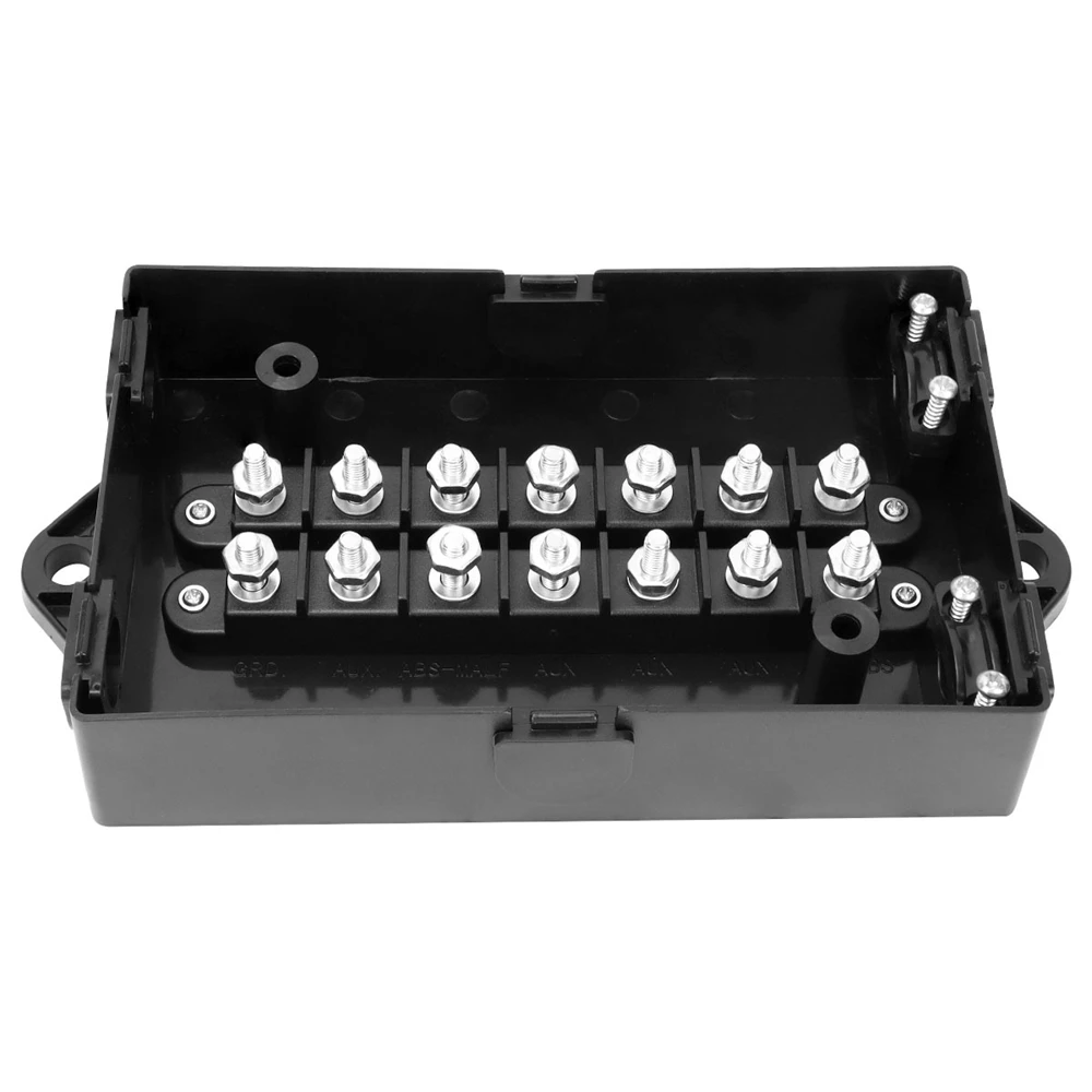 5601114 14 Terminal Junction Box, Durable Polymer Box With Plain Terminals, Weather-Resistant for Truck Wiring,Semi-Truck