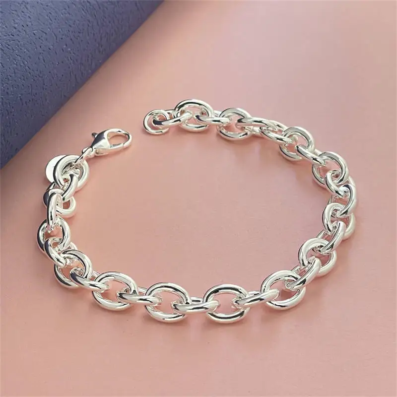 925 Sterling Silver Bracelet Buckle Basic Chain Charm Exquisite Women Fashion Wedding Party Gift Jewelry