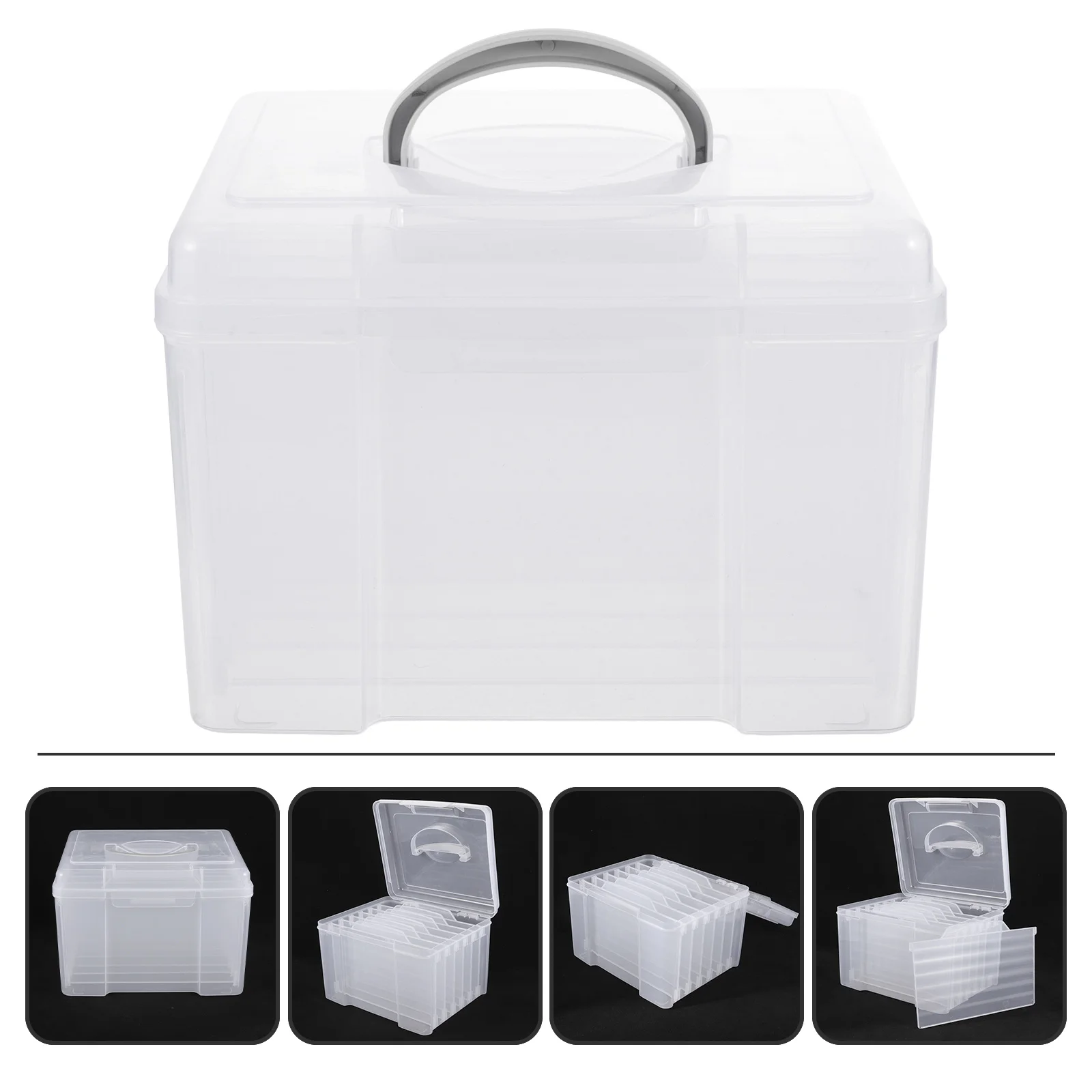 

Photo Storage Box, Clear Plastic Organizer For Pictures Crafts Stickers, Small , Craft Storage