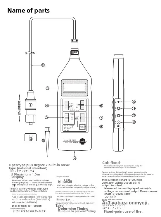 Three modes of acceleration, velocity and displacement are available in the digital vibrometer OH-580A
