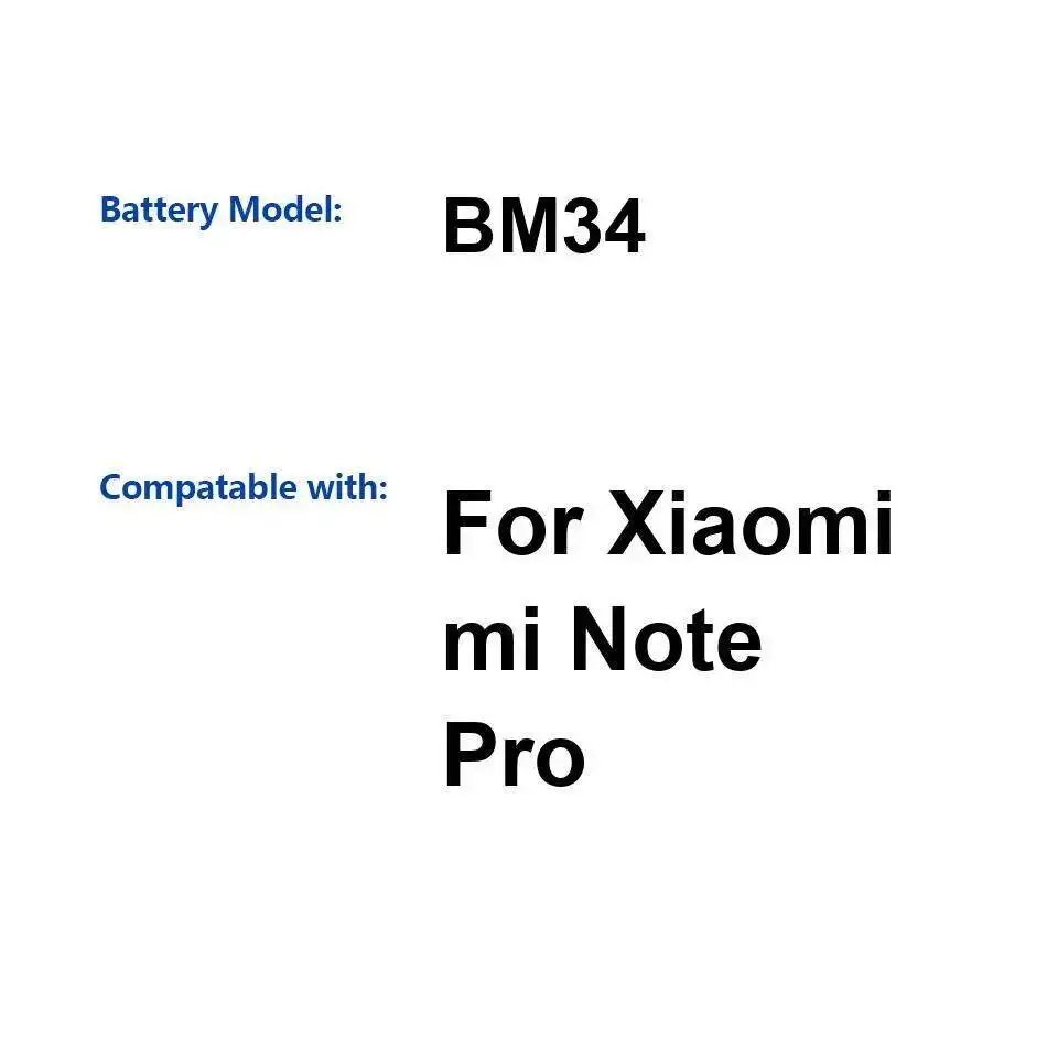 BM34 خفيف الوزن لبطارية الهاتف المحمول Xiaomi MI Note Pro 3010Mah