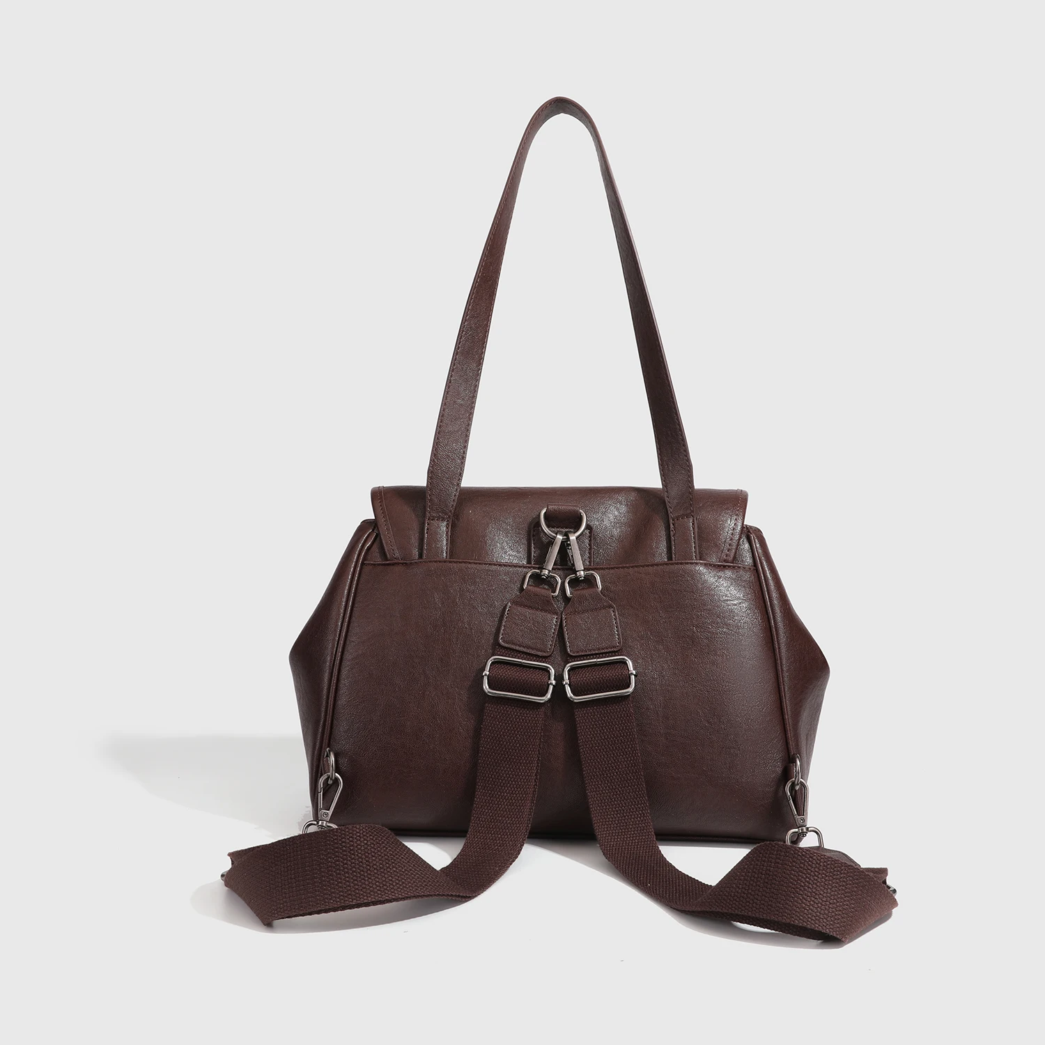 حقيبة ظهر نسائية جديدة موديل 2026 مصنوعة من جلد البولي يوريثان متعددة الاستخدامات بتصميم أمريكي عتيق بسعة كبيرة وبسيطة للتنقل ومقبض ناعم وكتف محمول #5