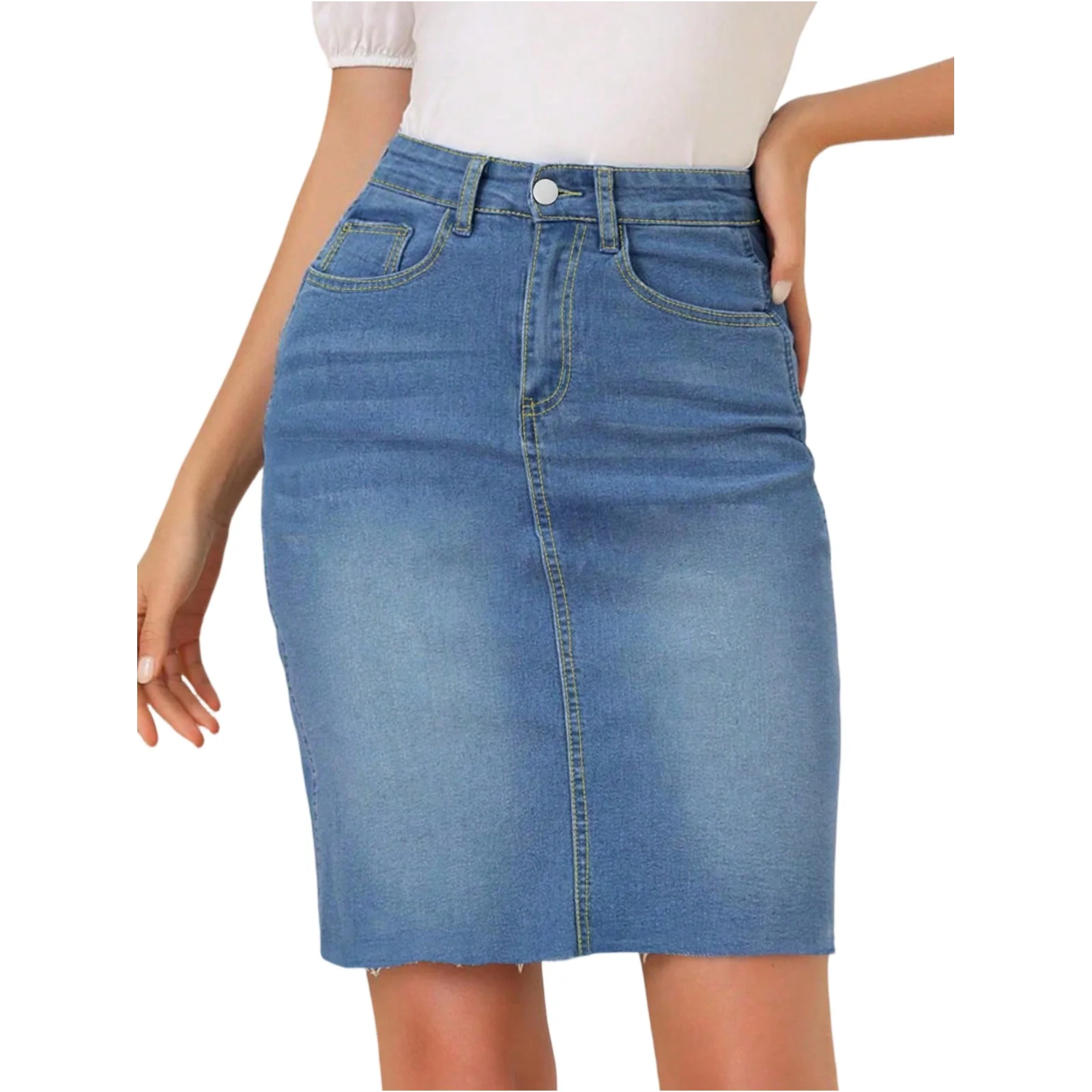 

Женская уличная джинсовая юбка с разрезом подол, высокая талия, карманы на пуговицах, потертые длинные юбки, повседневные женские винтажные юбки трапециевидной формы