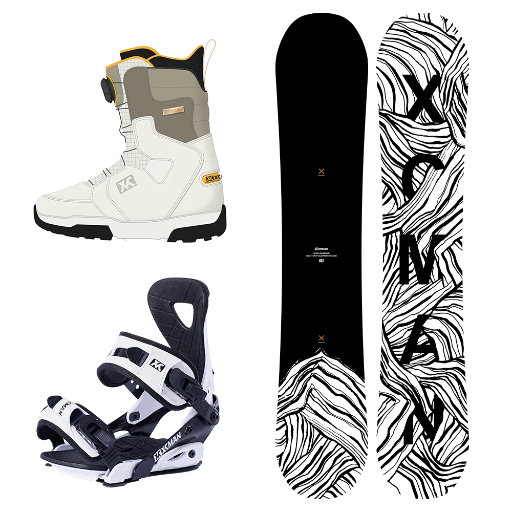 

Camber Carbon Fiber Wood Core Snowboard With Bindings and Snow Shoes
