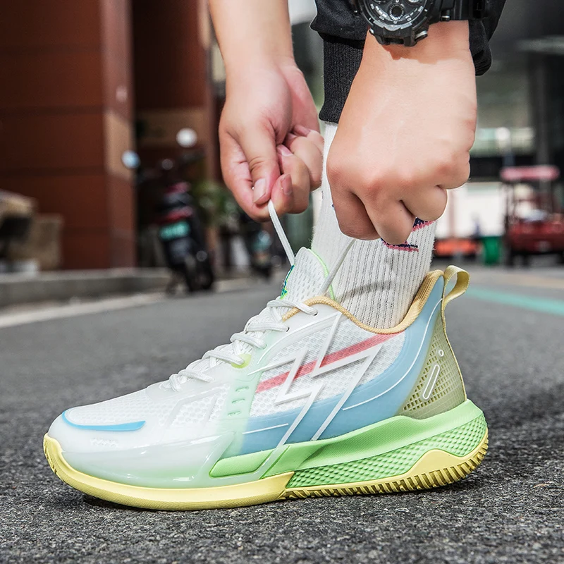 Fashion Fluorescence Basketball Sneakers Unisex Professional Outdoor Basketball Sports Shoes Women High Quality Men Basket Shoes