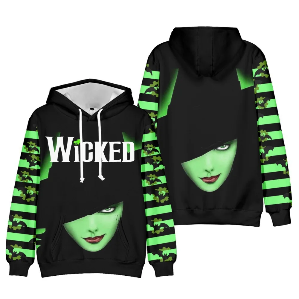 Movie Musical Wicked Cosplay Costume Disguise Hoodies Adult Kids Pullover Halloween Carnival Party Performance Clothes Role Play