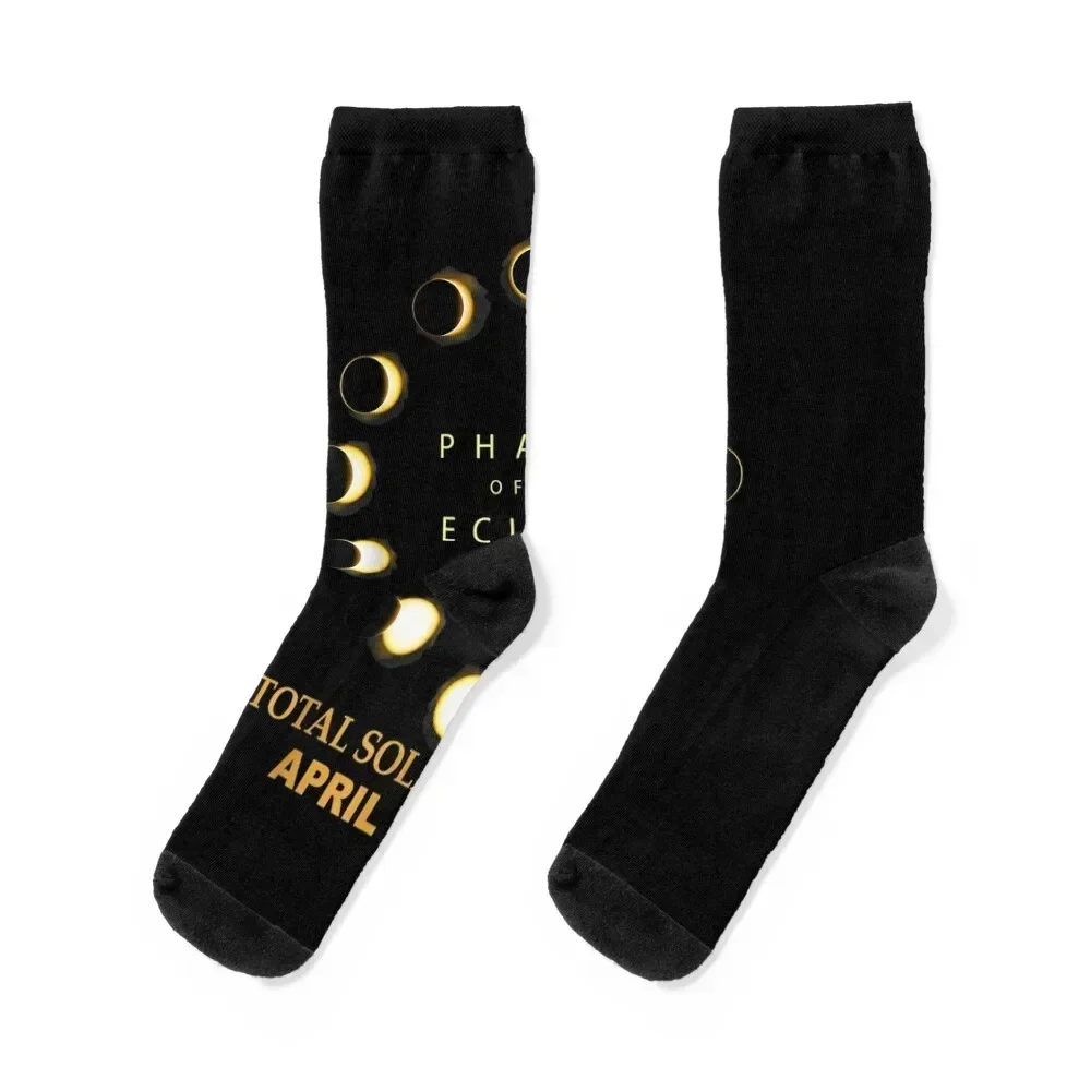 Total Solar Eclipse 2024 Phases Socks retro crazy Mens Socks Women's