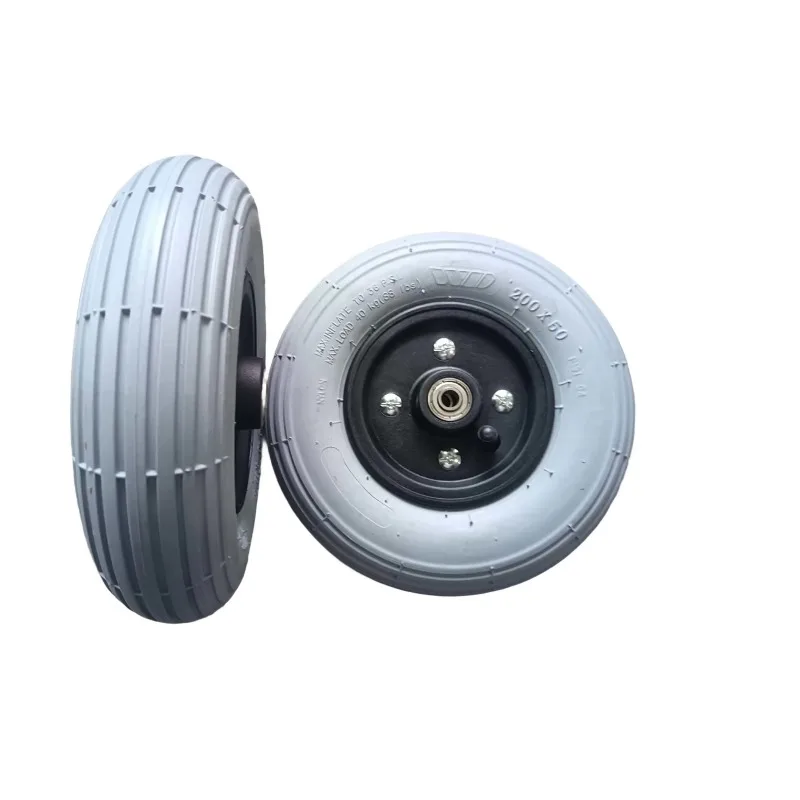 8‑Inch Inflatable PU Front Tire 200X50 M8 8mm Shaft Replacement for Electric Wheelchair