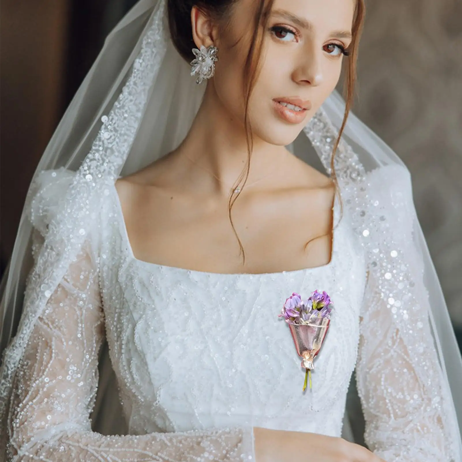 زهرة باقة كليب بروش يمكن ارتداؤها الأزهار دبوس لحفل الزفاف الزفاف الصدار فستان قبعة شال الديكور السيدات العروس هدية #5