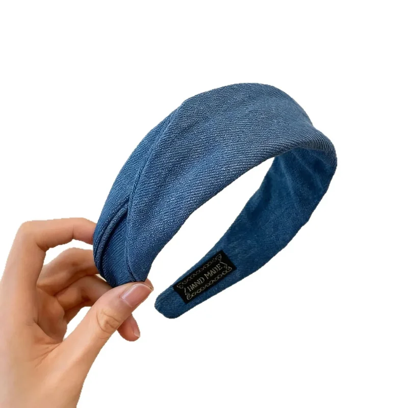 Fascia per capelli lavorata a maglia con bordo largo grigio da donna Nuovo 2025 Teschio alto Top Fermaglio per capelli Fascia per capelli Accessorio per capelli Stile coreano