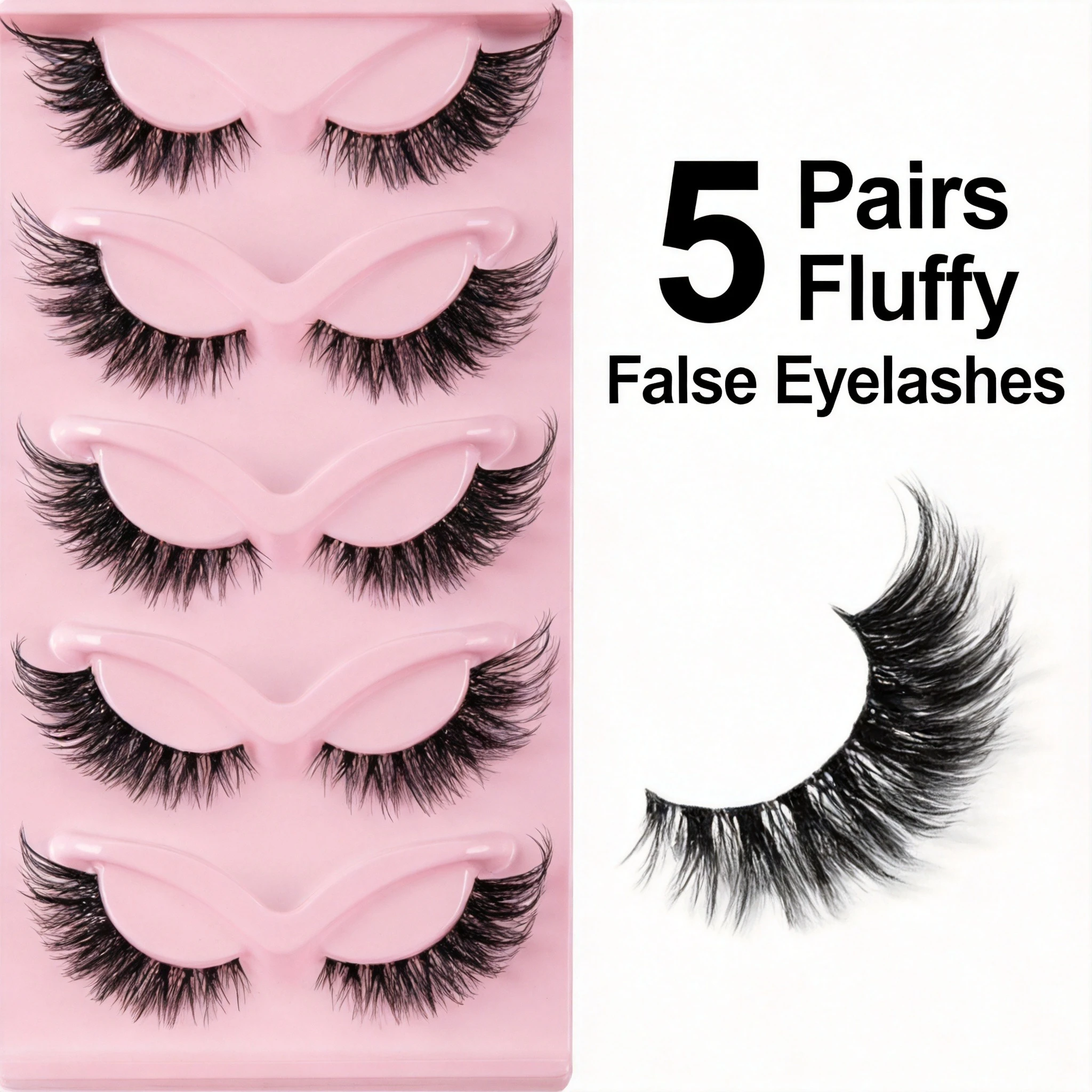 5 Pairs Cat Eye False Eyelashes Faux Mink Natural Long Manga Lashes Winged Elongated Outer Corner Fake Eyelashes Daily Makeup