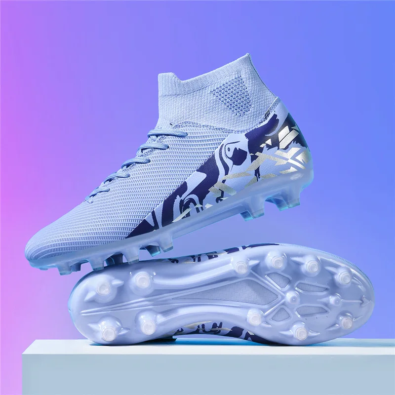 New Kids Football Boots Cleats Shoes Soccer Long Spikes FG Ultralight Training Soccer Shoes Non-Slip Outdoor Match Drop Shipping
