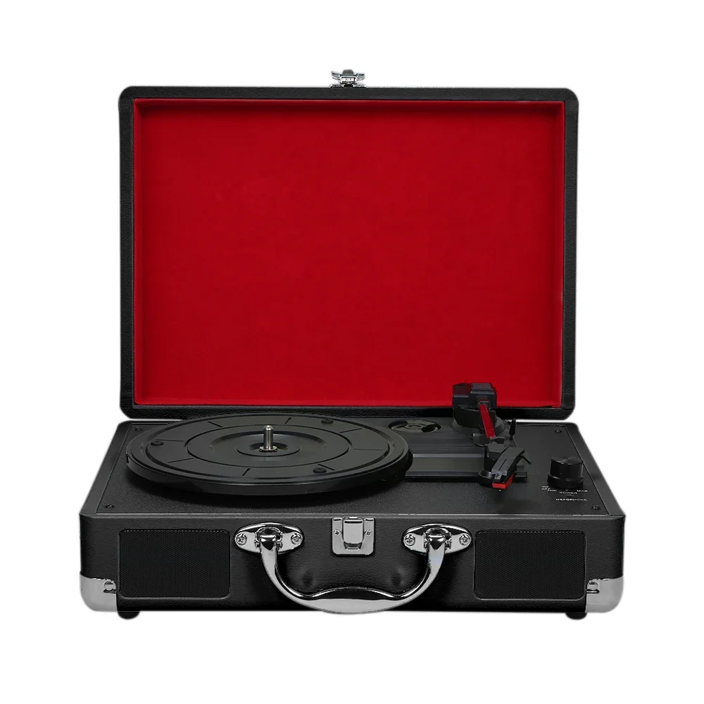 Vintage Portable Phonograph 33/45/78RPM Turntables Vinyl LP Record Phono Player Gramophone Built-in Speaker EU Plug