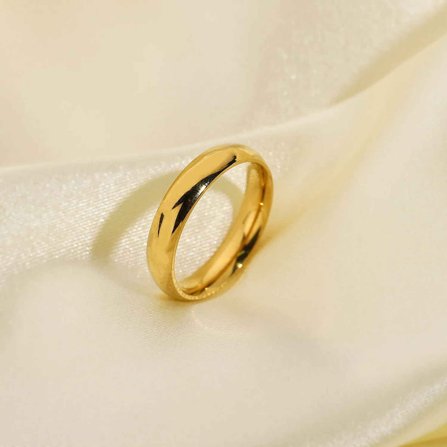 Stainless Steel PVD 18K Gold Plated Tarnish Simply  Solid Rings For Woman Jewelry Wholesale INS Trendy