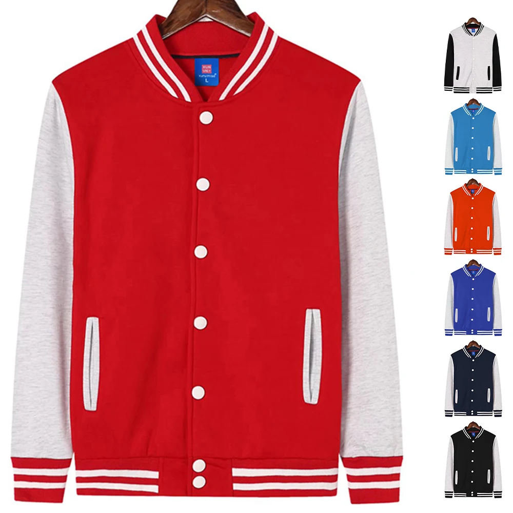 

Blank Fleece Casual College Baseball Jacket Men Fashion Coats Autumn Warm Stylish Varsity Jacket For Man Chamarras Para Hombre