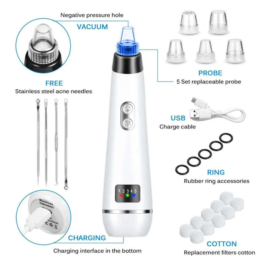 Facial Cleaning Blackhead Eliminators Nose Skin Care Cleaning Instrument Acne Remover USB Charge Face Tool Vacuum Suction