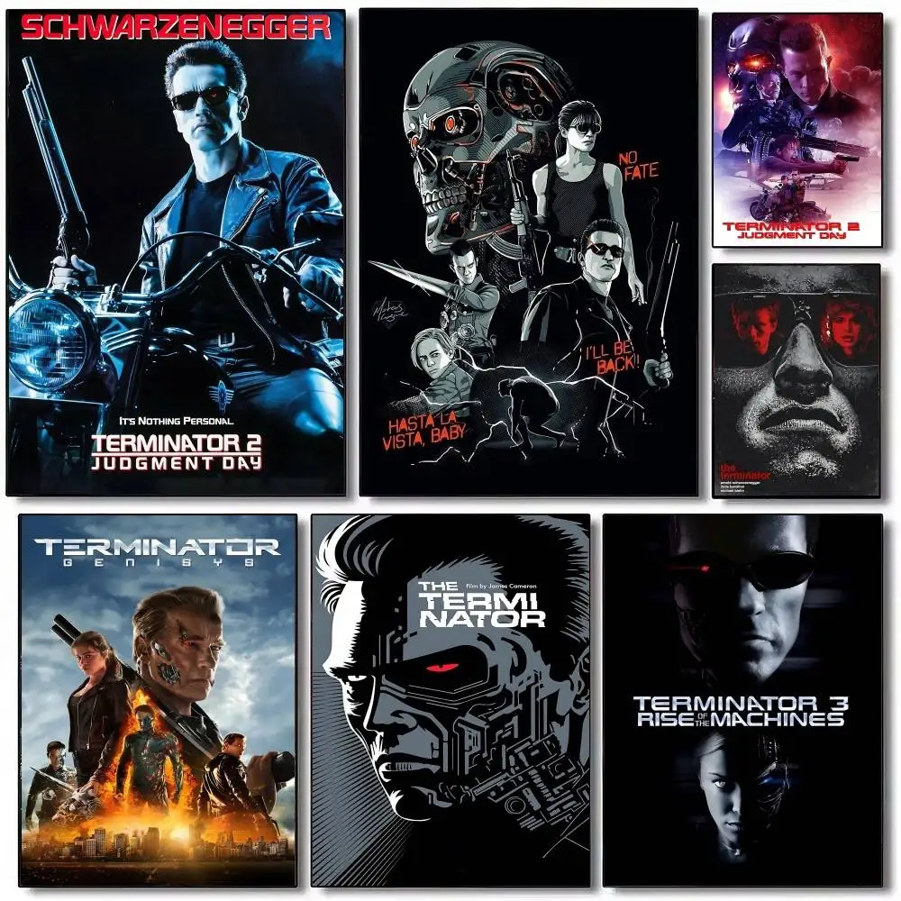 Pósteres clásicos Vintage de The Terminator, película de los años 80, impresiones de papel blanco, carteles, obra de arte, decoración de habitación