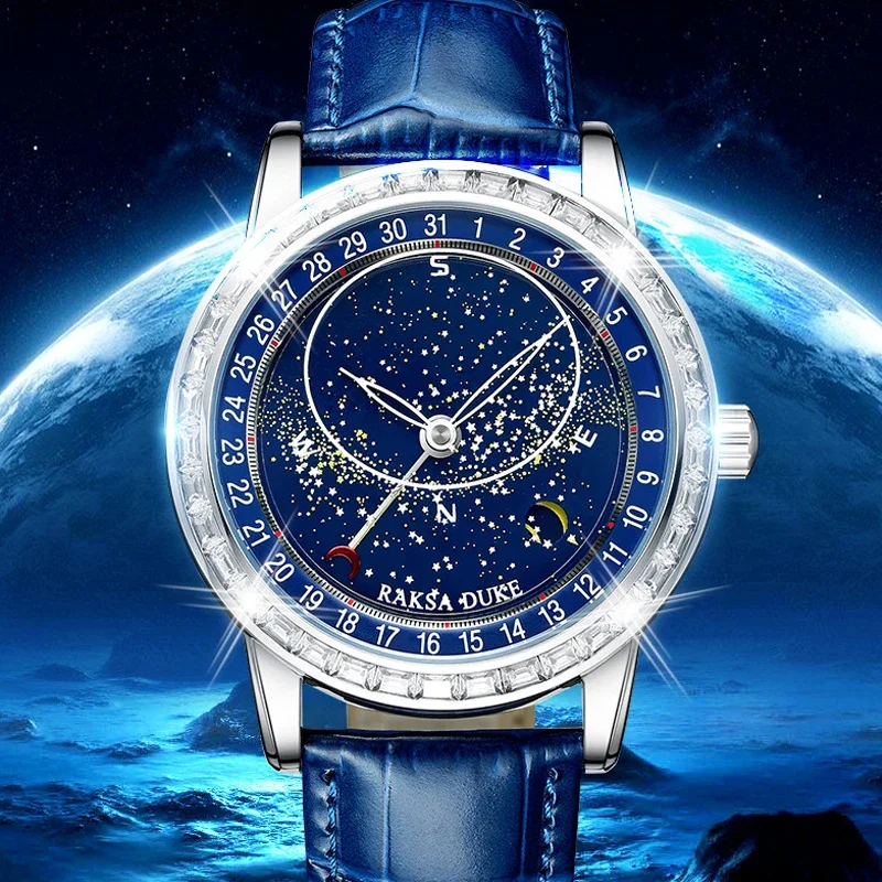 

New Luminous Rotating Gypsophila Dial Diamond Reloj Tourbillon Automatic Watch for Men Mechanical Mens Watches Relogio Masculino