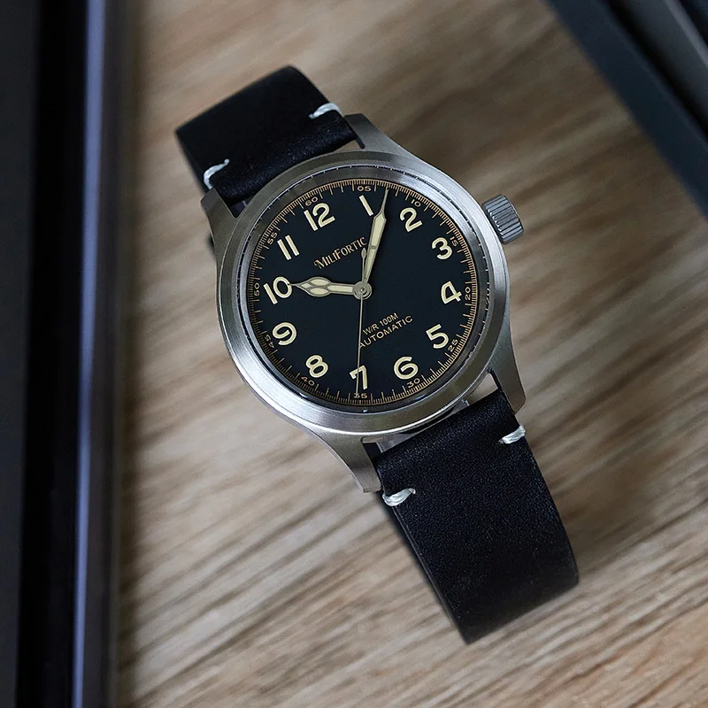 Milifortic 39 مللي متر ساعة ميدانية رجل M059 الياقوت الكريستال الفولاذ المقاوم للصدأ الكاكي ميرفي تحية NH38 ساعات المعصم الميكانيكية التلقائية #3