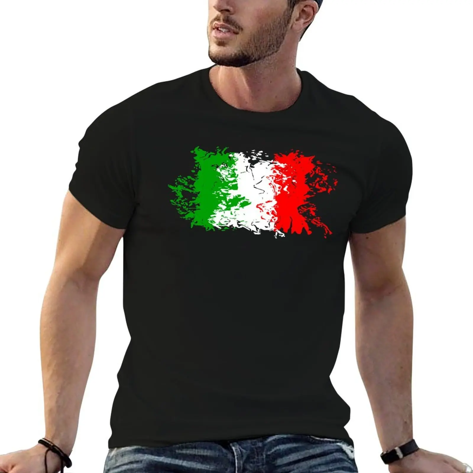 Italy - Flag - burst T-Shirt mens graphic t shirts cotton t shirt pack t shirts for man slim fit T-Shirt